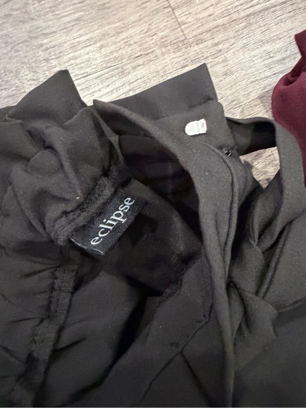 NWOT Eclipse Paperbag Tie Waist Trousers in Black & Burgundy Bundle - Picture 3 of 4